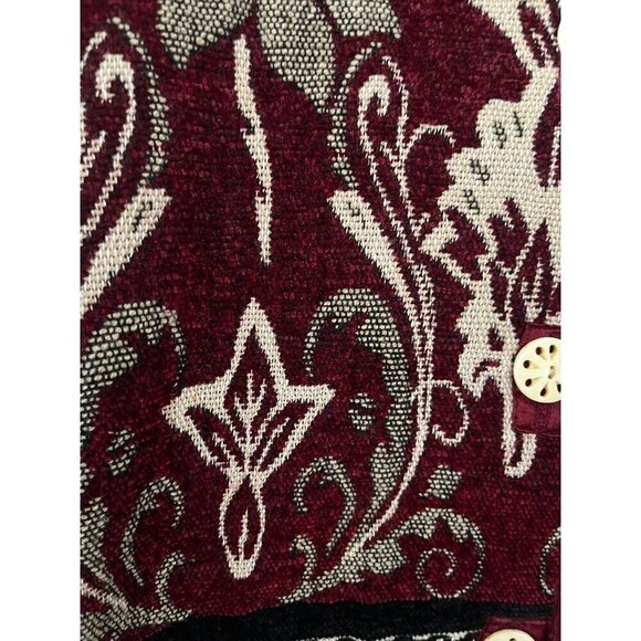 Retro Floral Tapestry Jacket M Red Retro Classic Artsy Beaded Festive Boho 80s - Picture 5 of 15